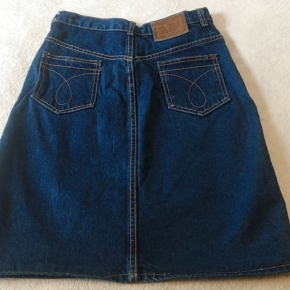 Calvin Klein Vintage 90's Y2K Classic Dark Wash Denim Pencil Skirt - Picture 1 of 6